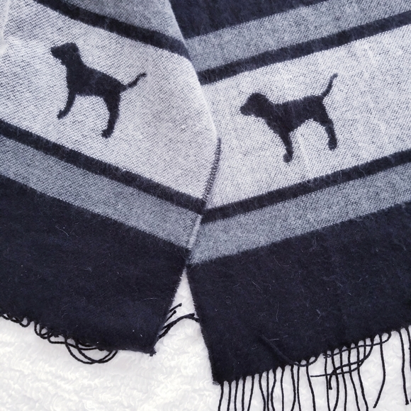 PINK Victoria's Secret Dog Logo Scarf Black Gray - Picture 3 of 8